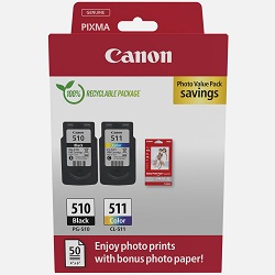 CANON PG-510 + CL-511 + 50 LAP GP501 10X15 FÉNYES FOTÓPAPÍR MULTIPACK